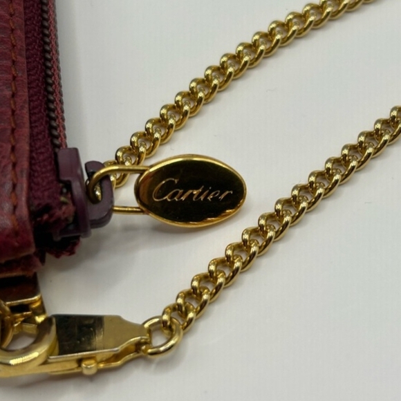 Cartier Vintage Must de Line Bordeaux Leather Wristlet, Crossbody, Shoulder COA - Picture 9 of 9